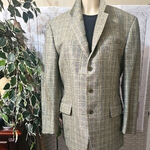 Salvatore Ferragamo 100% Cashmere 3 Button Classic Plaid Blazer
